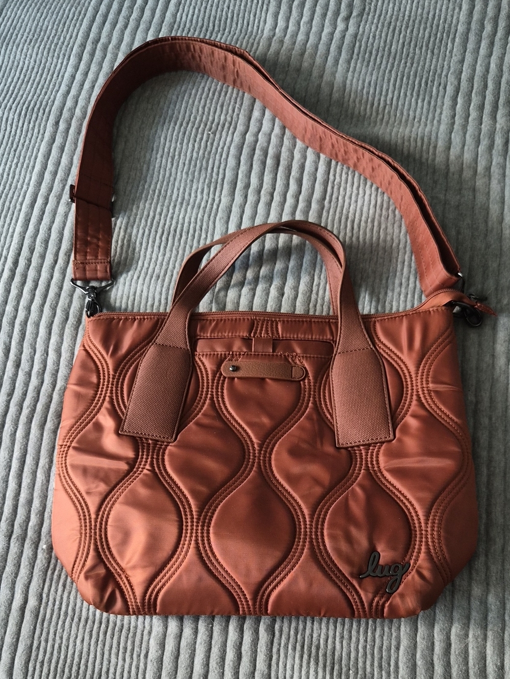 lug Quilted Rust-Orange Shoulder Tote